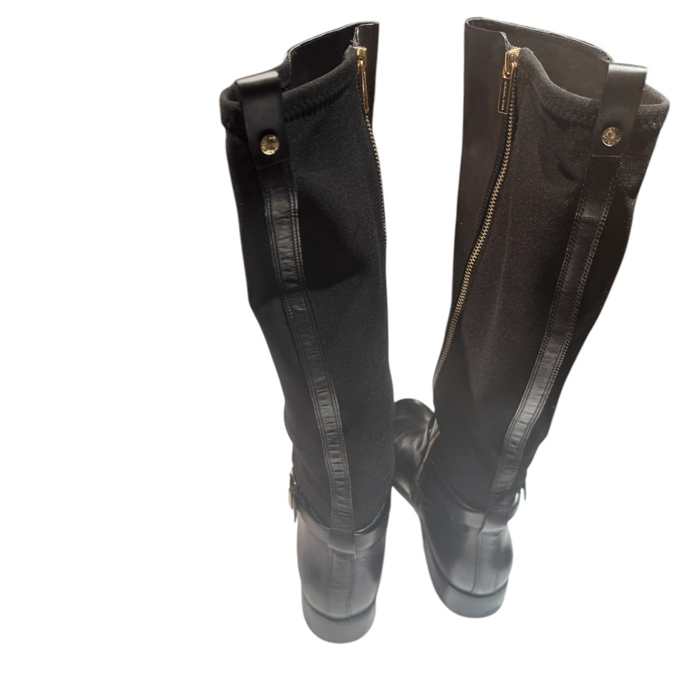 Michael Kors Black Leather Elastic Back Arley Knee-High Boots - Picture 6 of 16